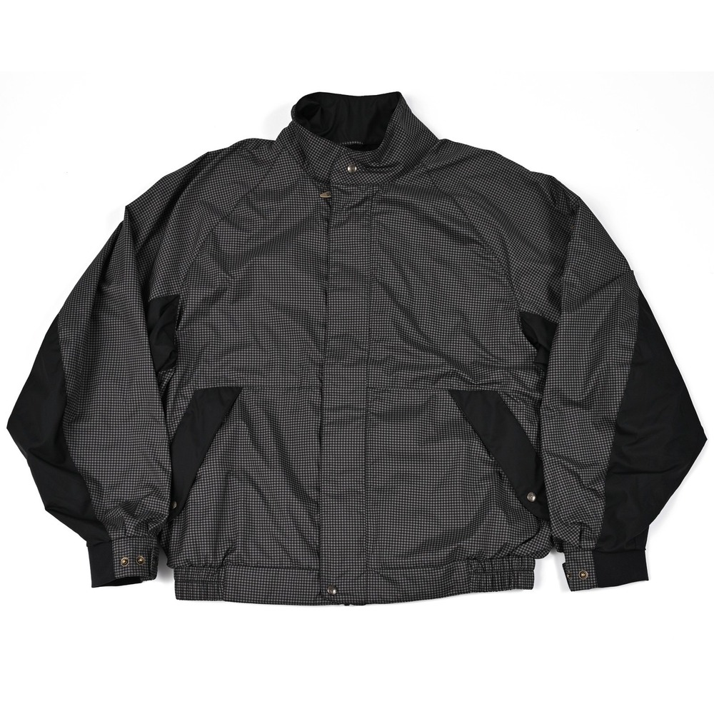 FootJoy Jacket Mens XL Gray Full Zip Houndstooth DryJoys Golf Windbreaker Bomber
